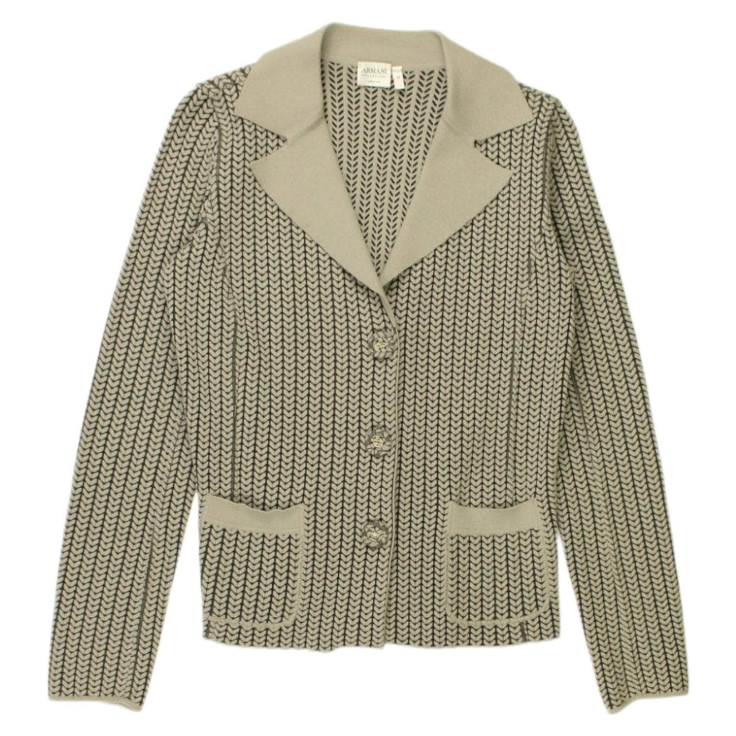 Armani Taupe Herringbone Knit Jacket