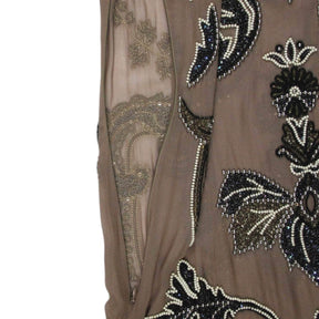Vintage Brown Beaded & Sequinned Sheer Dress