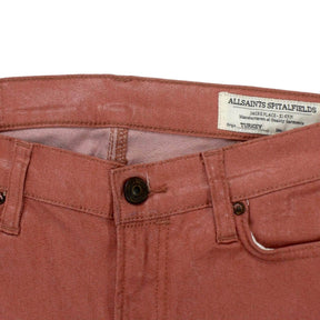 Allsaints Spitalfields Pink Coated Ankle Zip Jeans