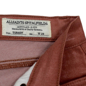 Allsaints Spitalfields Pink Coated Ankle Zip Jeans