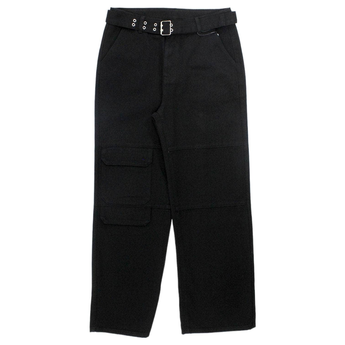 Cider Black Canvas Cargo Belted Trousers