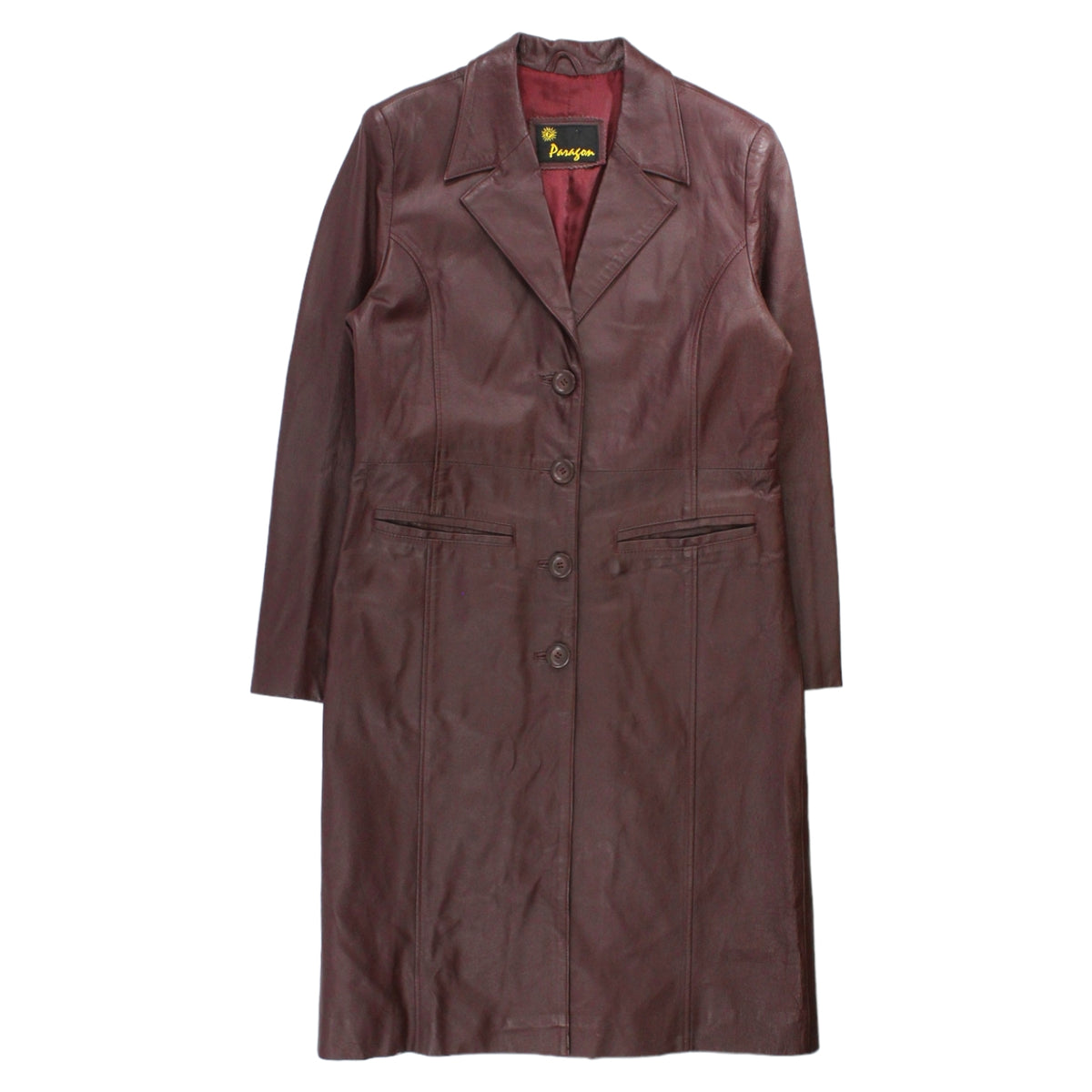 Paragon Maroon Full Length Leather Coat