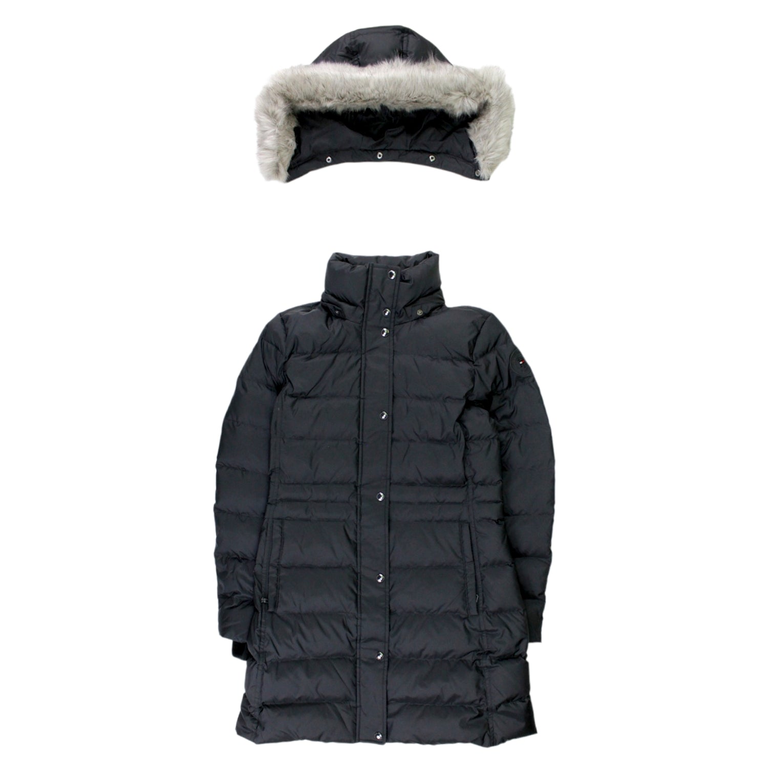 Tommy Hilfiger Black Hooded Quilted Coat