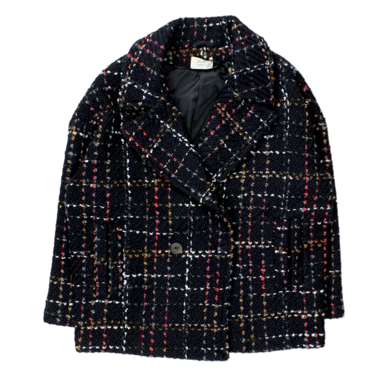 Hush Black Plaid Tweed Cropped Coat
