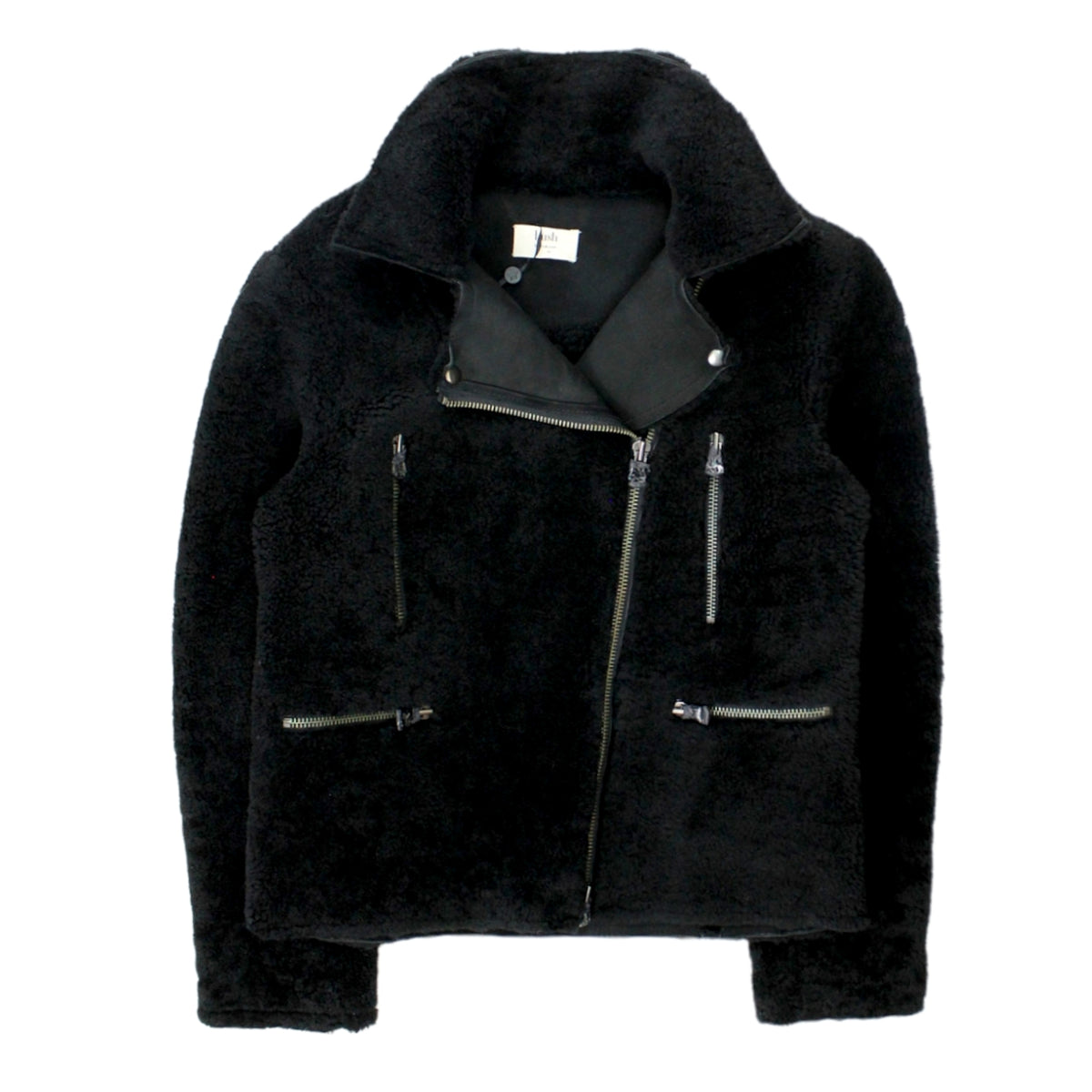 Hush Black Leather Shearling Biker Style Jacket