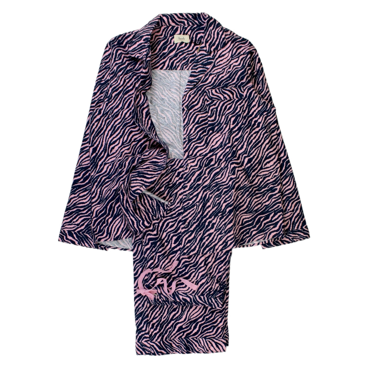 Hush Pink/ Navy Zebra Flannel Pyjamas