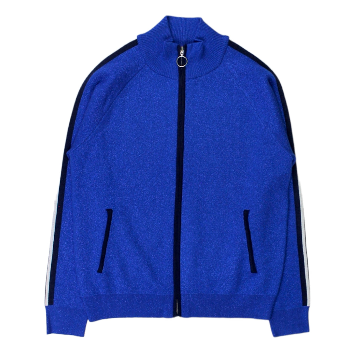 Hush Blue Knitted Lurex Sporty Jacket