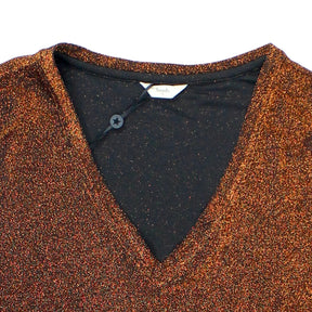 Hush Copper Glitter V-Neck Top