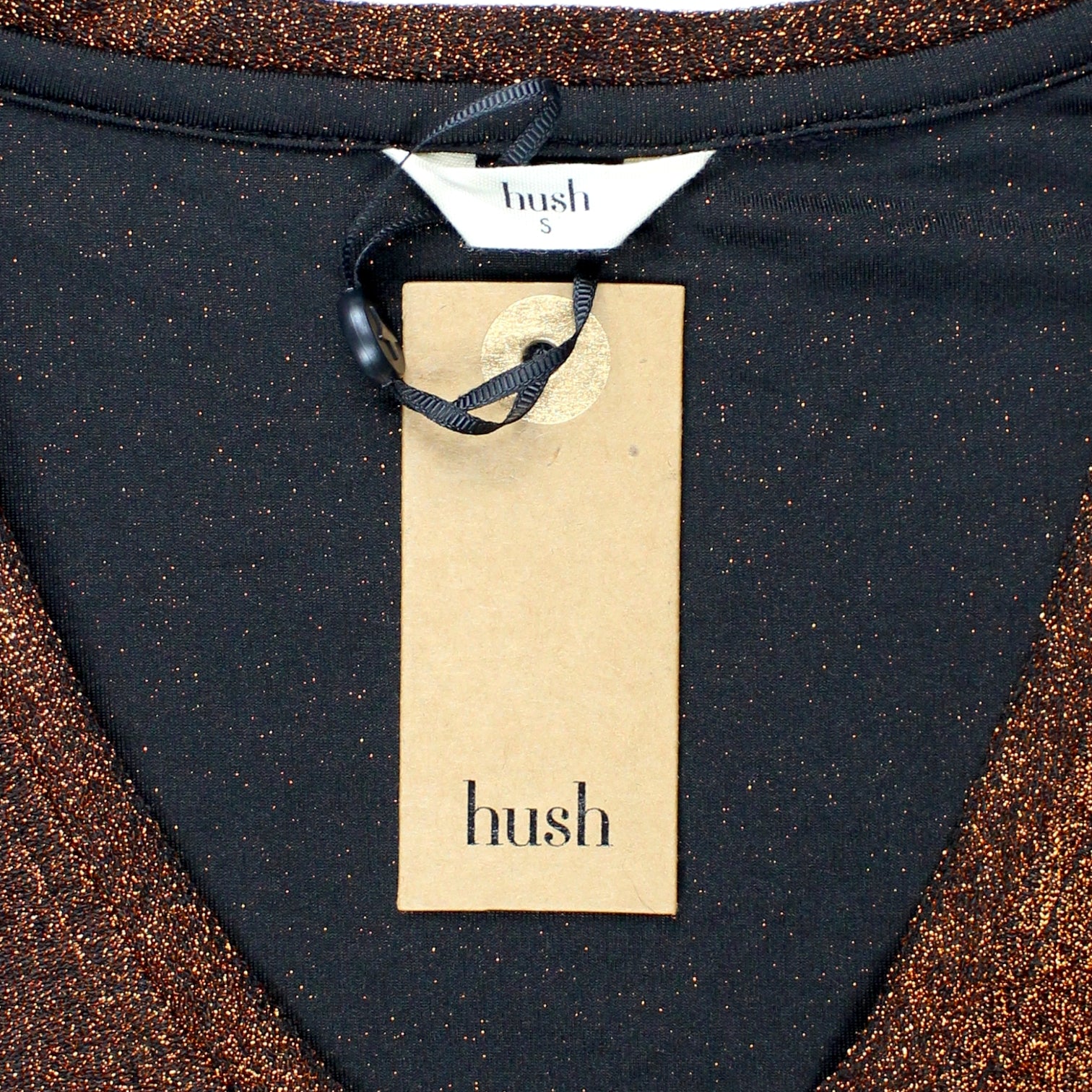 Hush Copper Glitter V-Neck Top