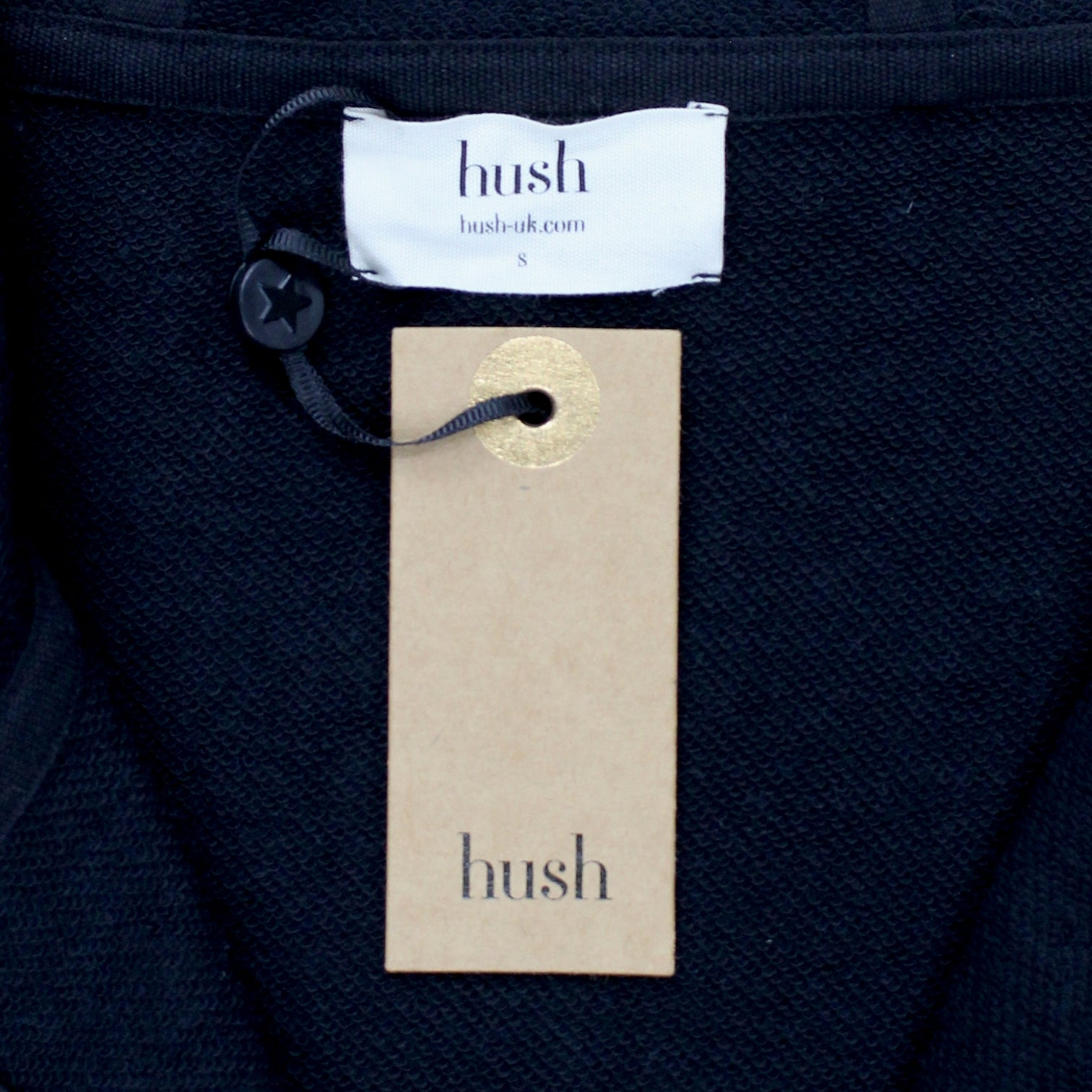 Hush Black Cropped Sateen Zip Hoodie