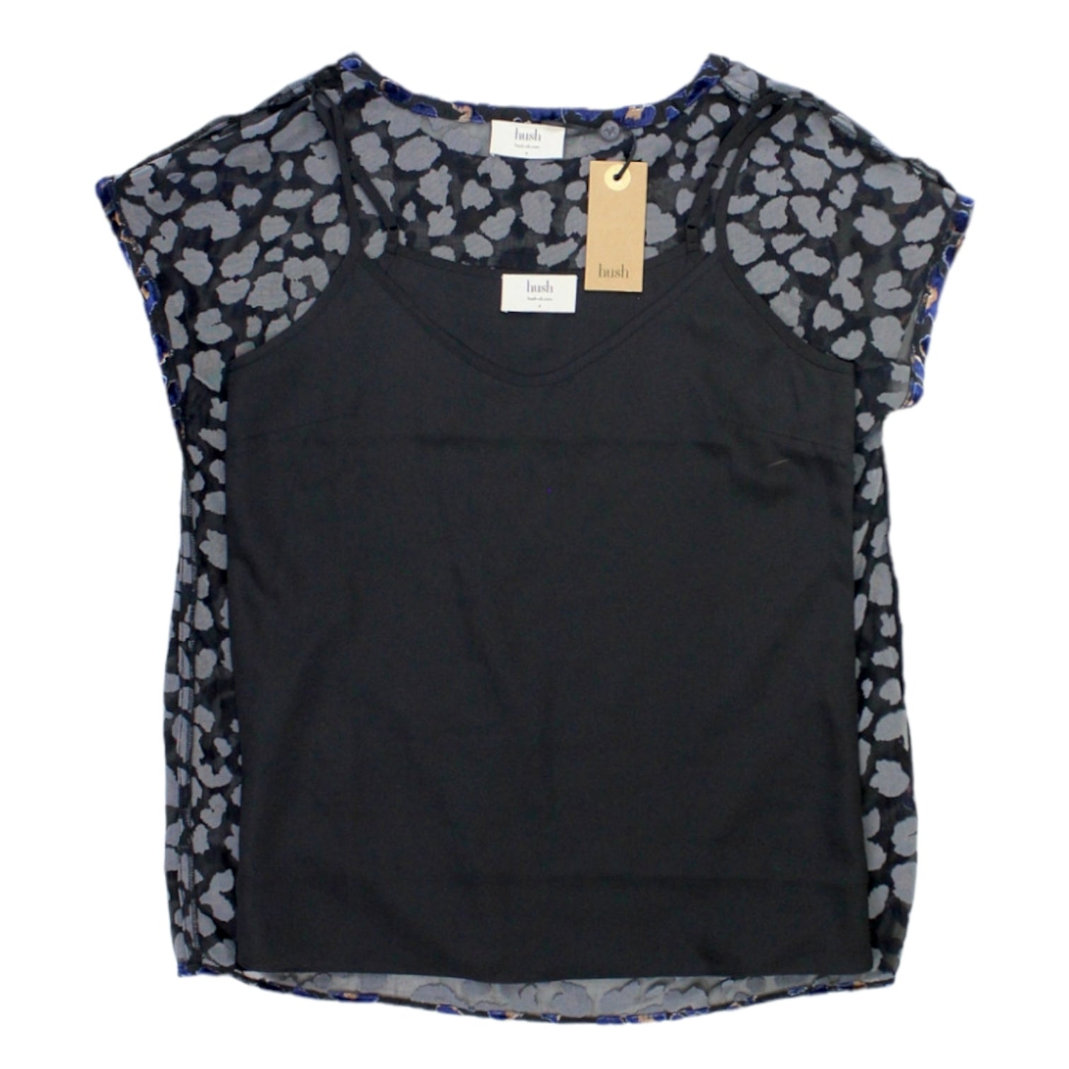 Hush Black/Navy Devore Leopard T-Shirt