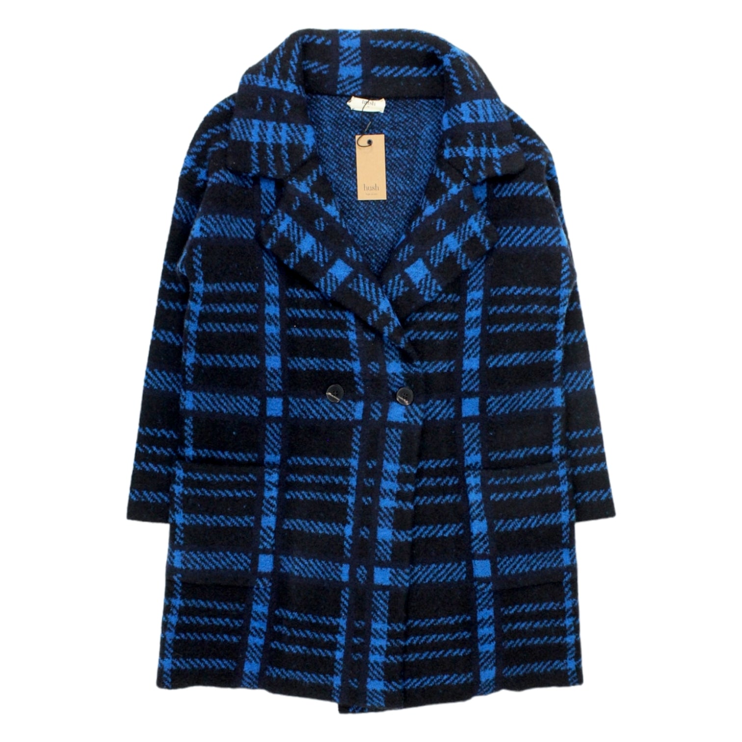 Hush Blue Check Knitted Coatigan