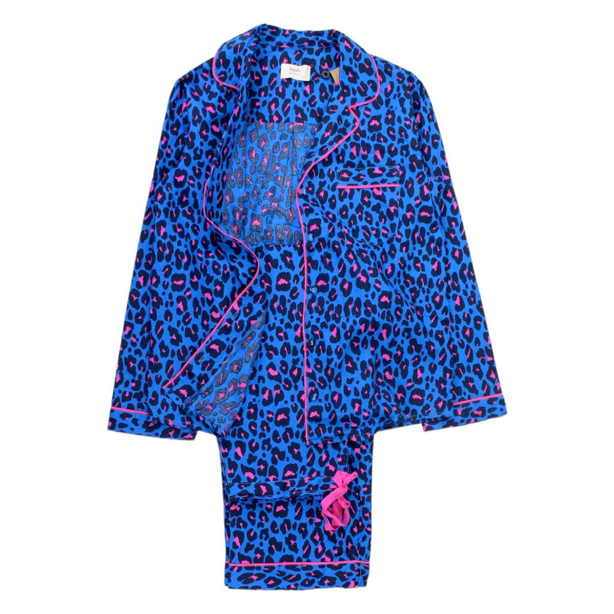 Hush Blue Leopard Print Cotton PJs