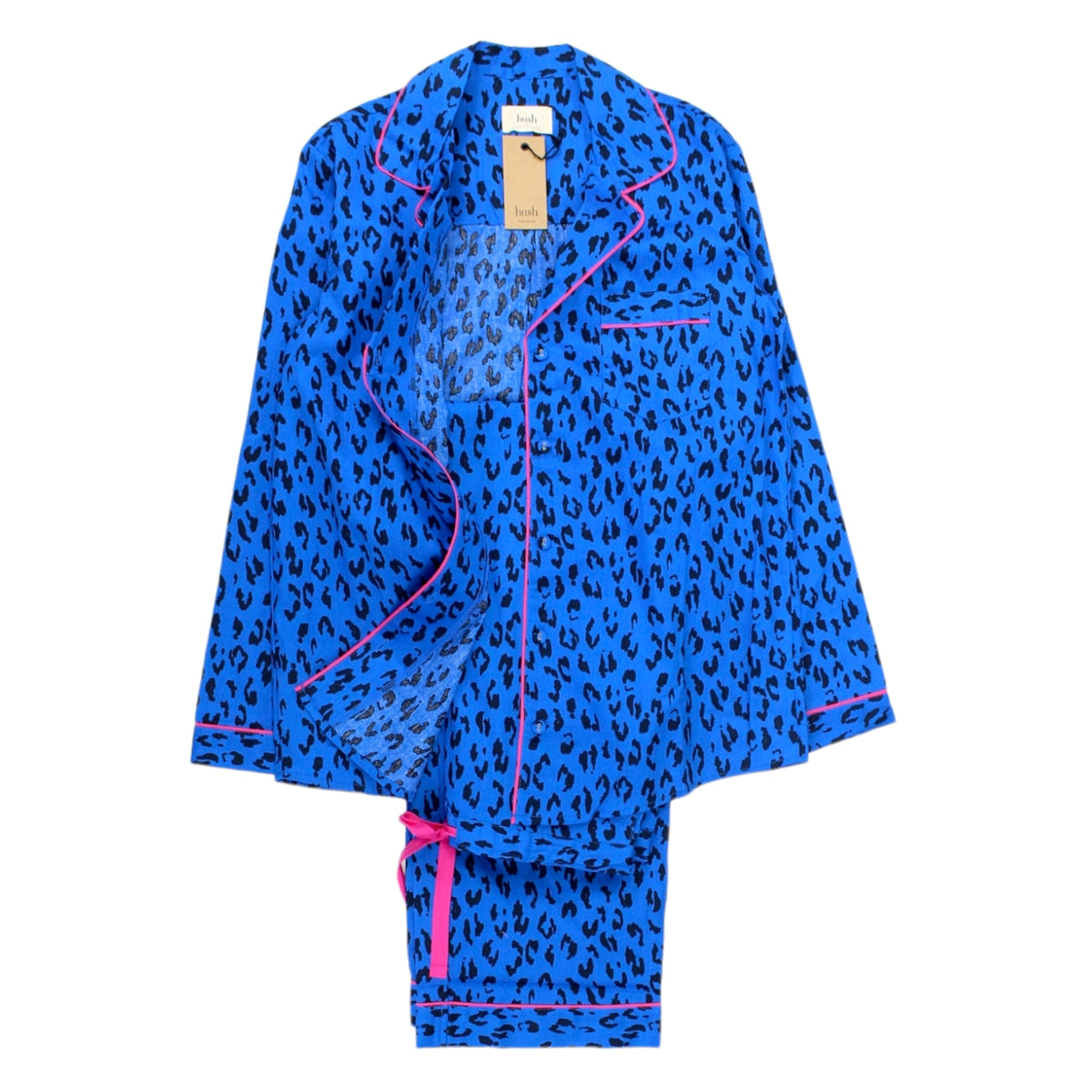 Hush Blue/Black Animal Print Cotton PJs