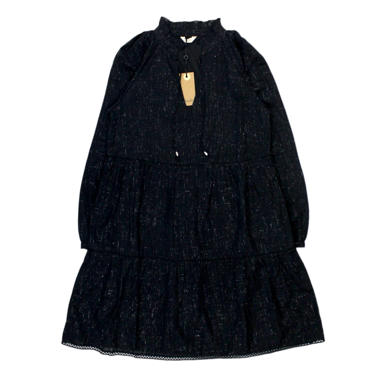 Hush Black Sparkle Tiered Dress
