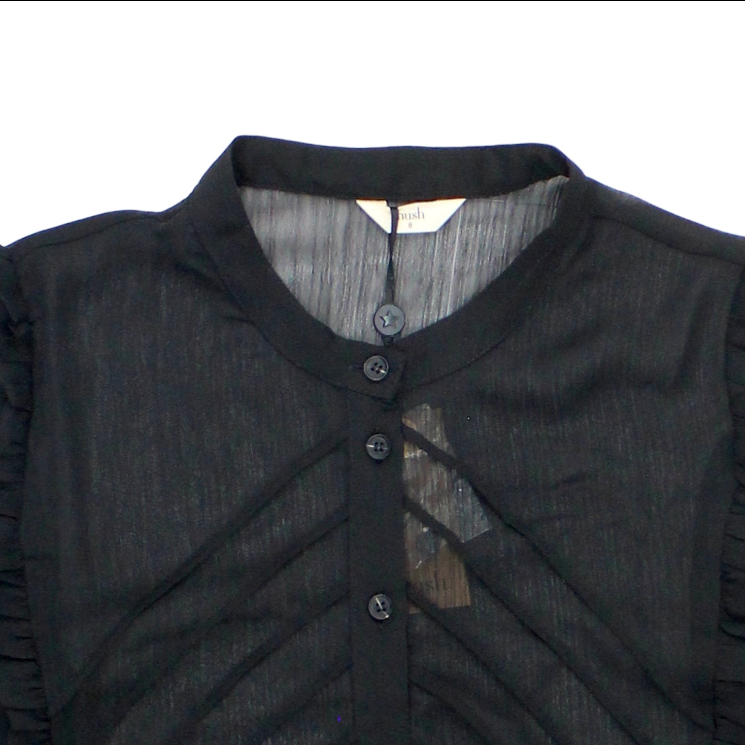 Hush Black Crinkle Sheer Blouse