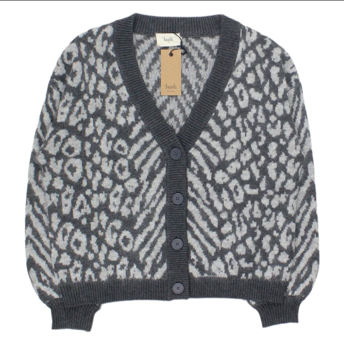 Hush Grey Marl Animal Slouchy Cardigan
