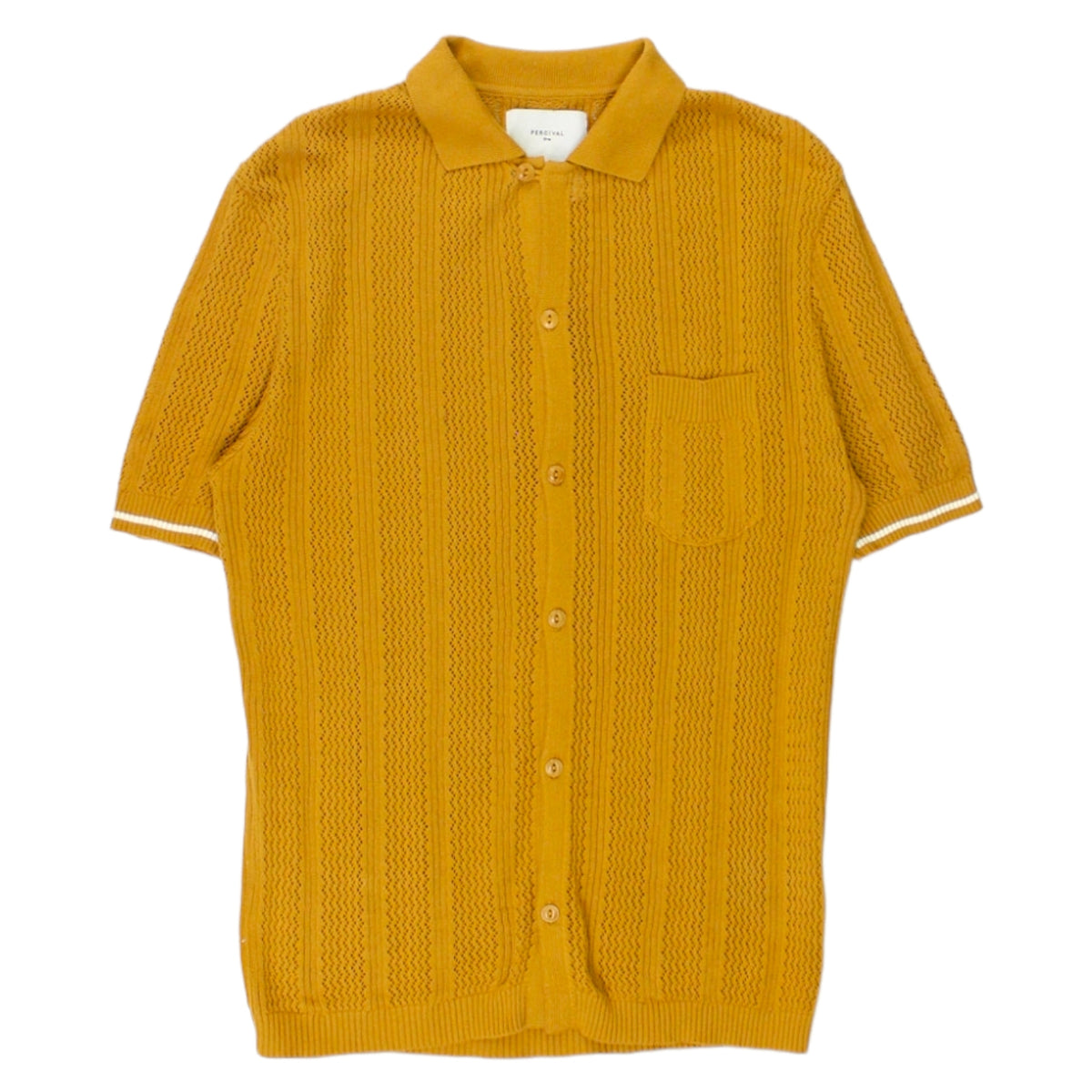 Percival Mustard Knit Polo Style Shirt