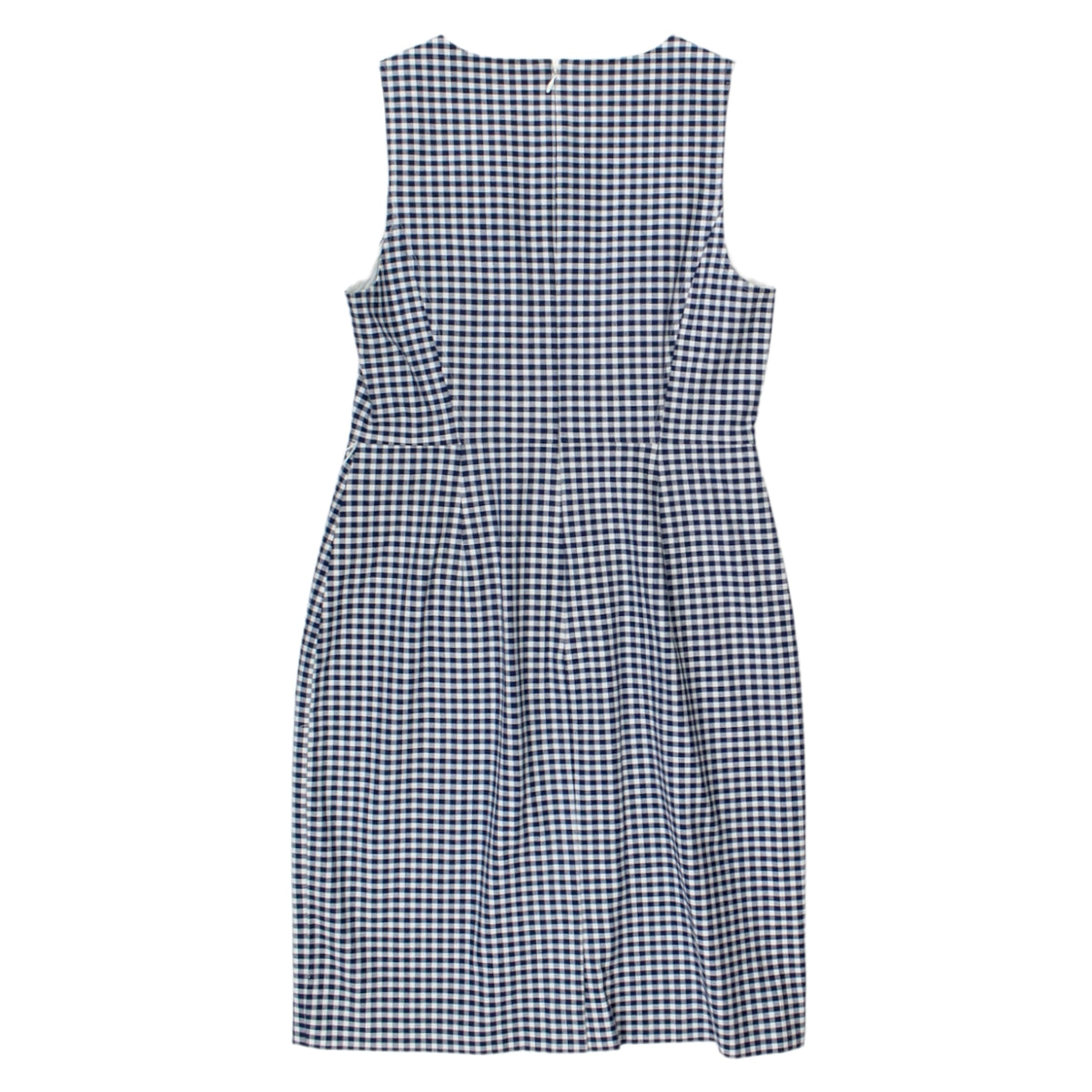J.Crew Navy Gingham Fitted Midi Dress