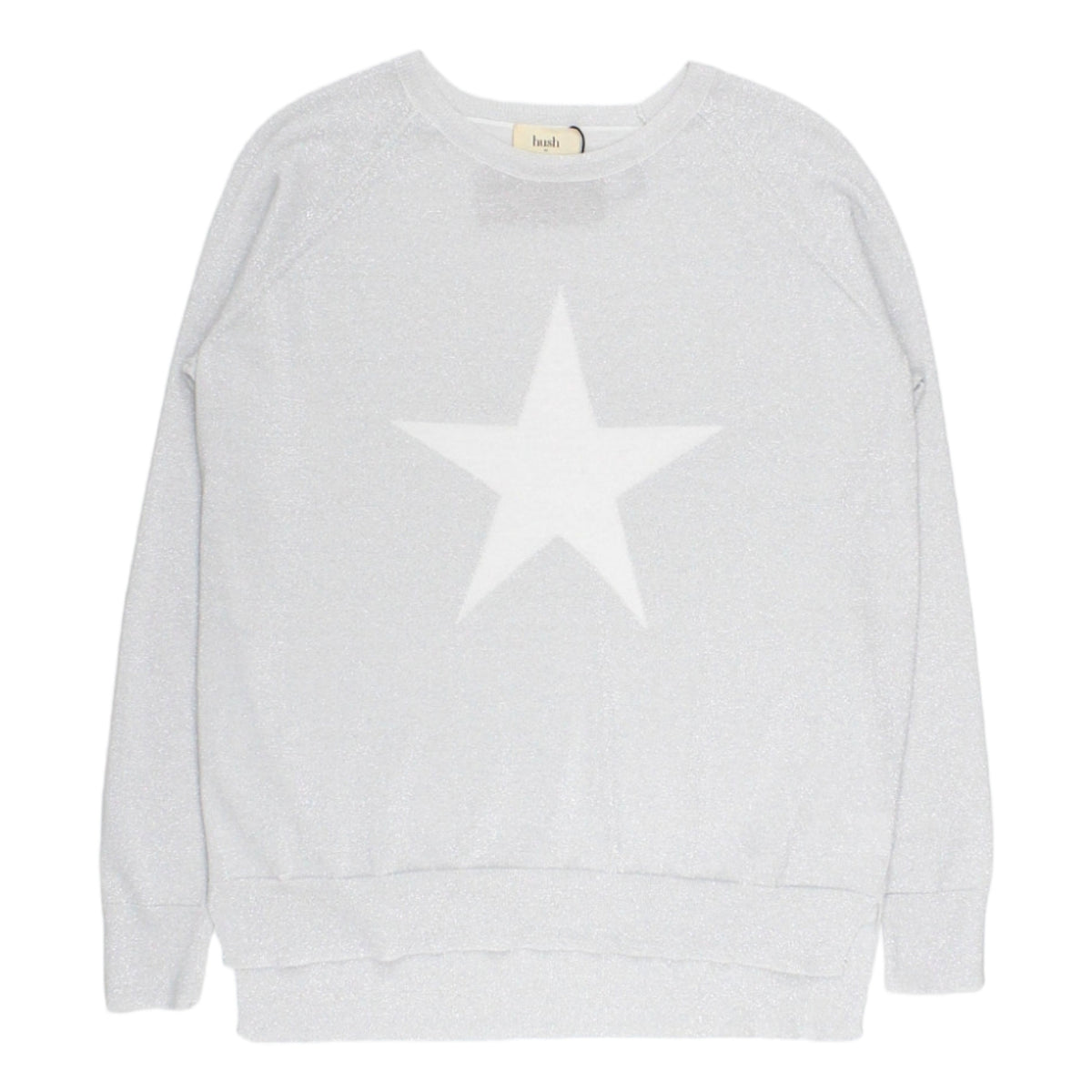 Hush Pale Silver Sparkle Star Boyfriend Jumper