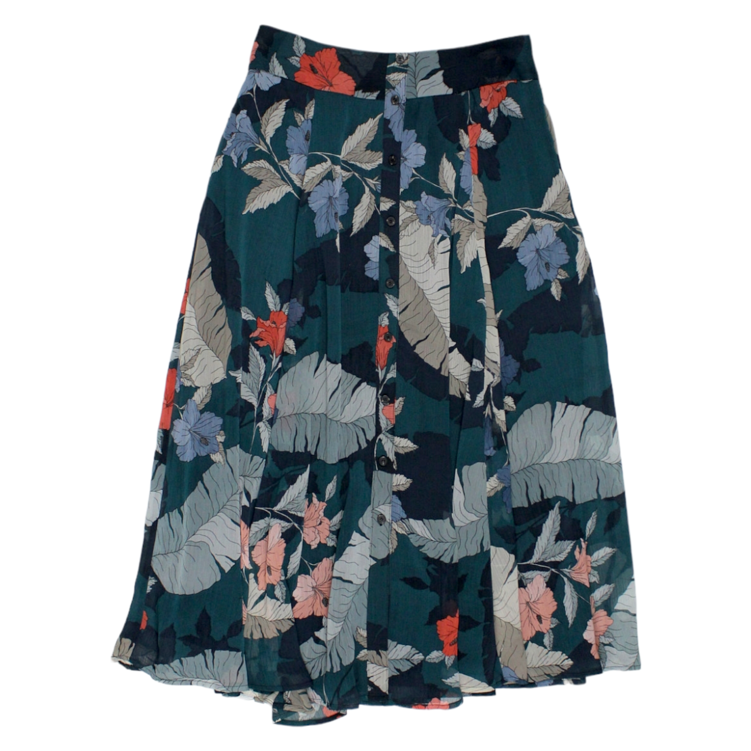 Hush Green Hibiscus Button Skirt | Shop from Crisis Online