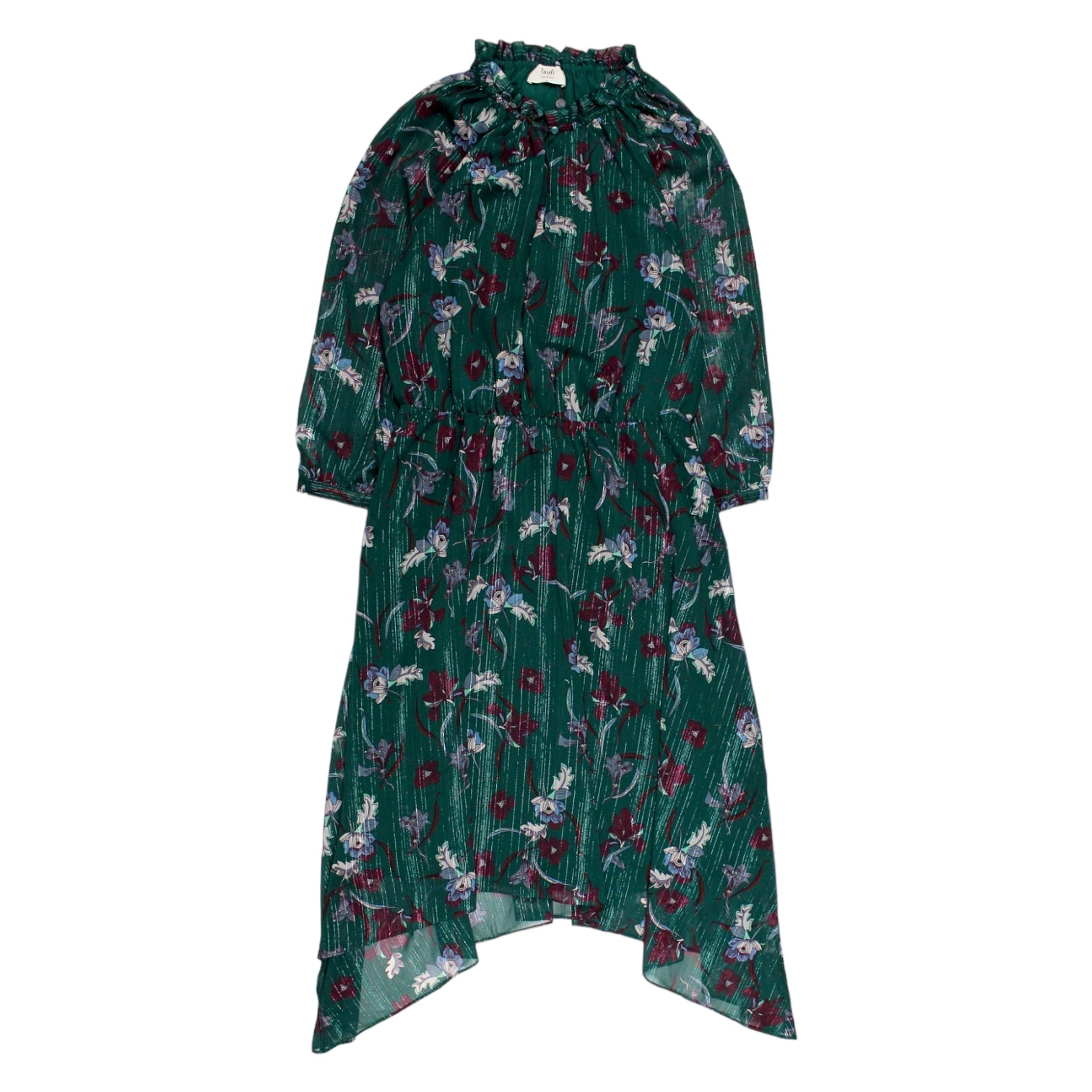 Hush Green Floral Lurex Stripe Dress