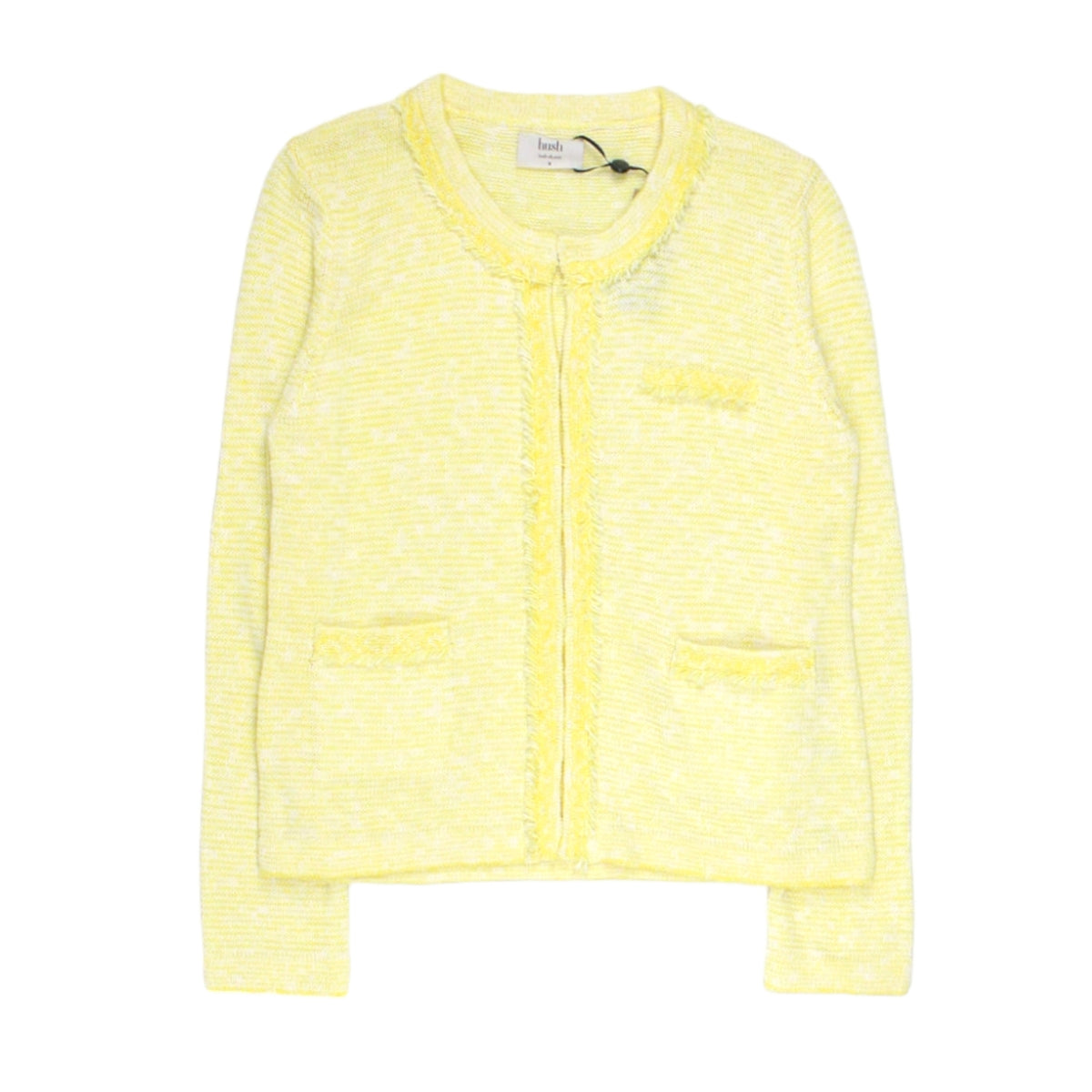 Hush Yellow/White Cara Crop Knit Jacket