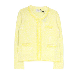 Hush Yellow/White Cara Crop Knit Jacket