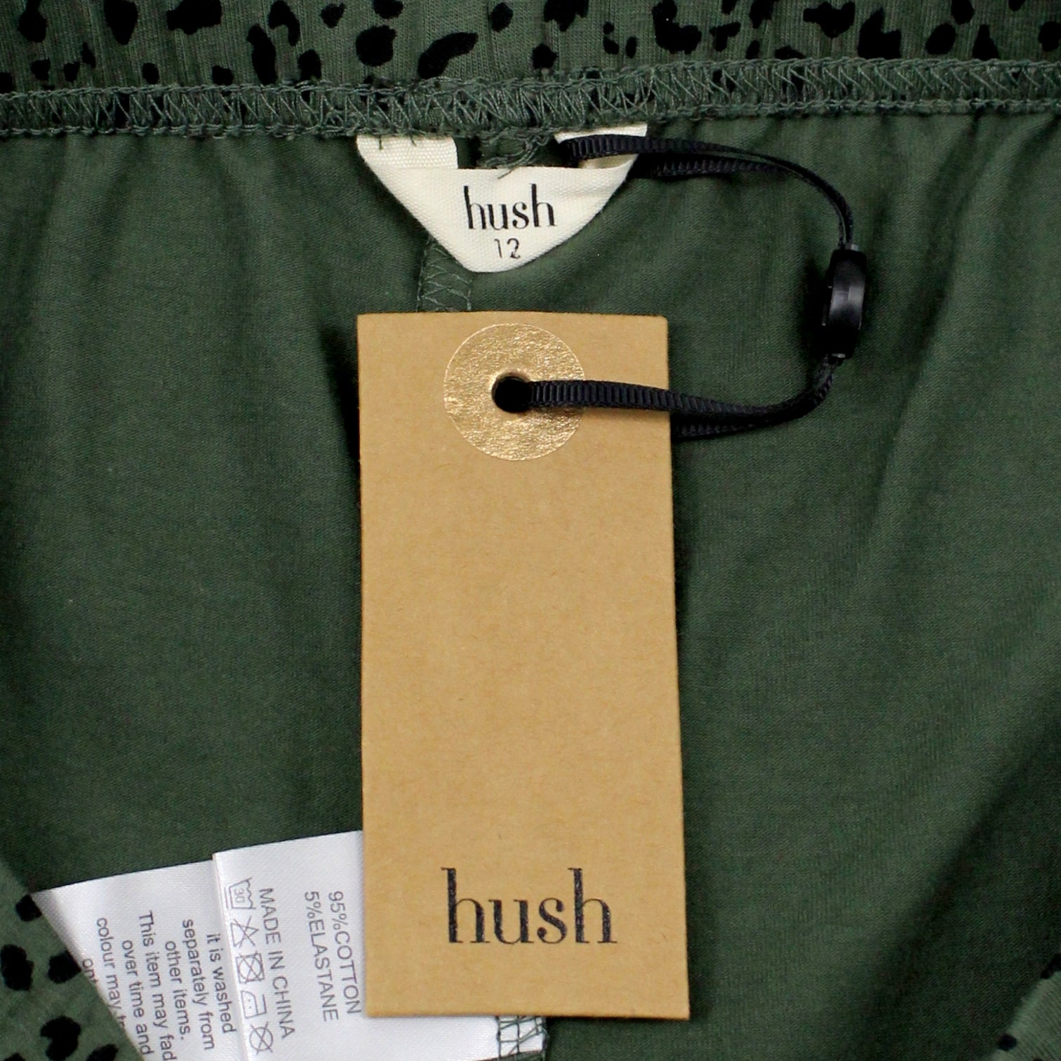 Hush Khaki/Black Mark Printed Cropped Leggings