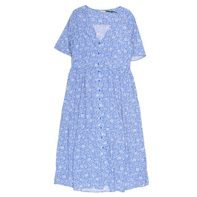 Hush Blue/White Ditsy Floral Cecil Midi Dress