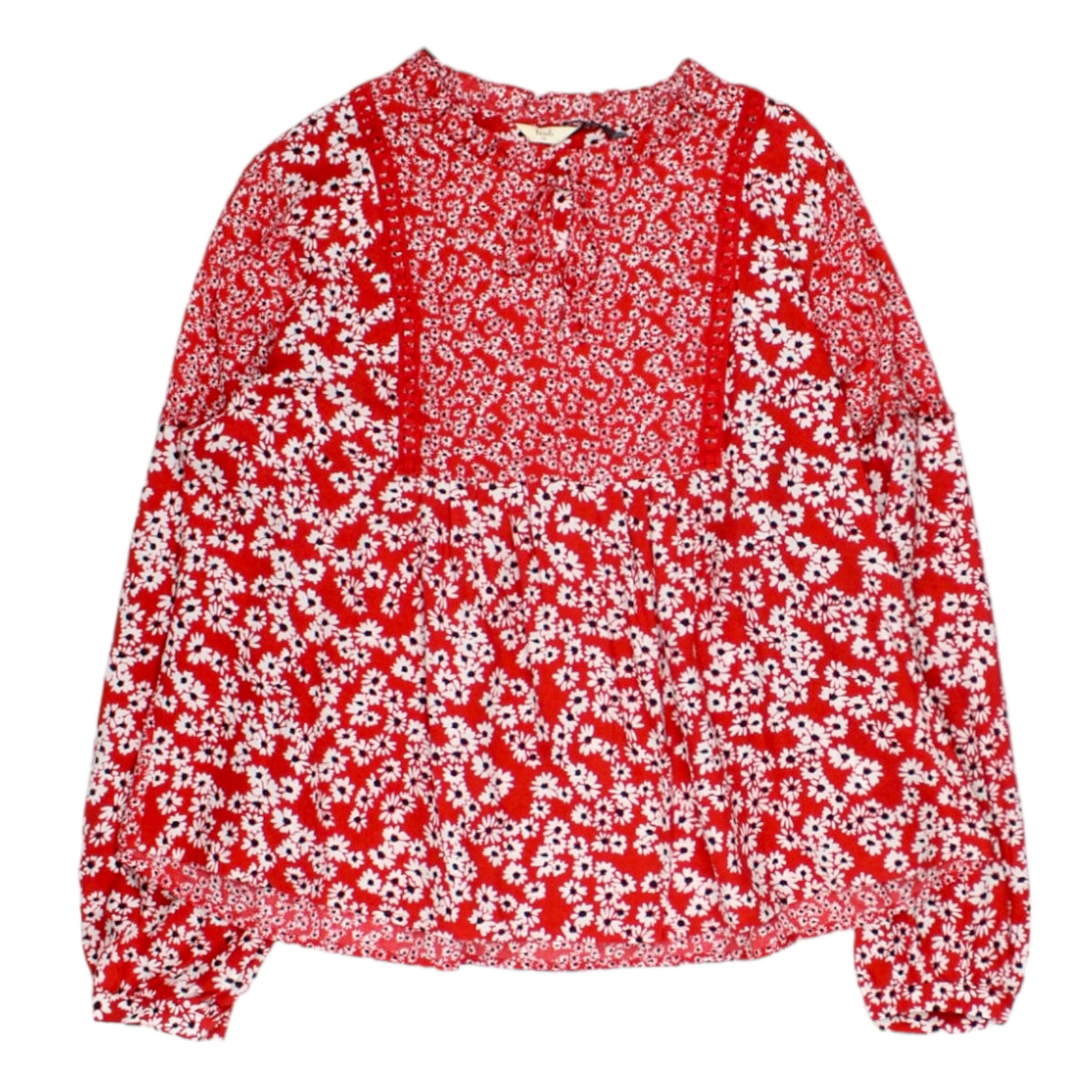 Hush Red Daisy Floral Folk Top