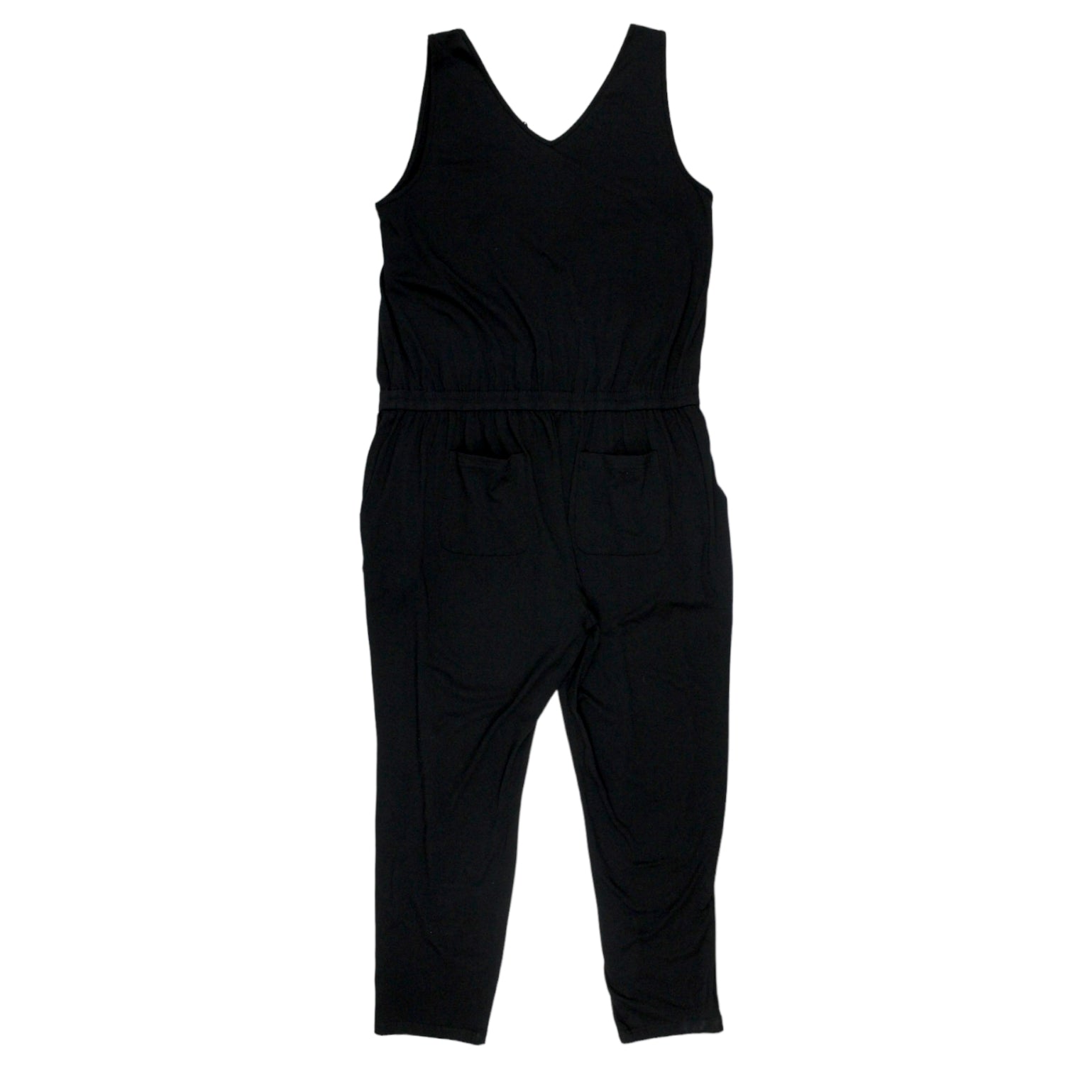 HUSH V-Neck Cotton Jersey Jumpsuit, Black, 4