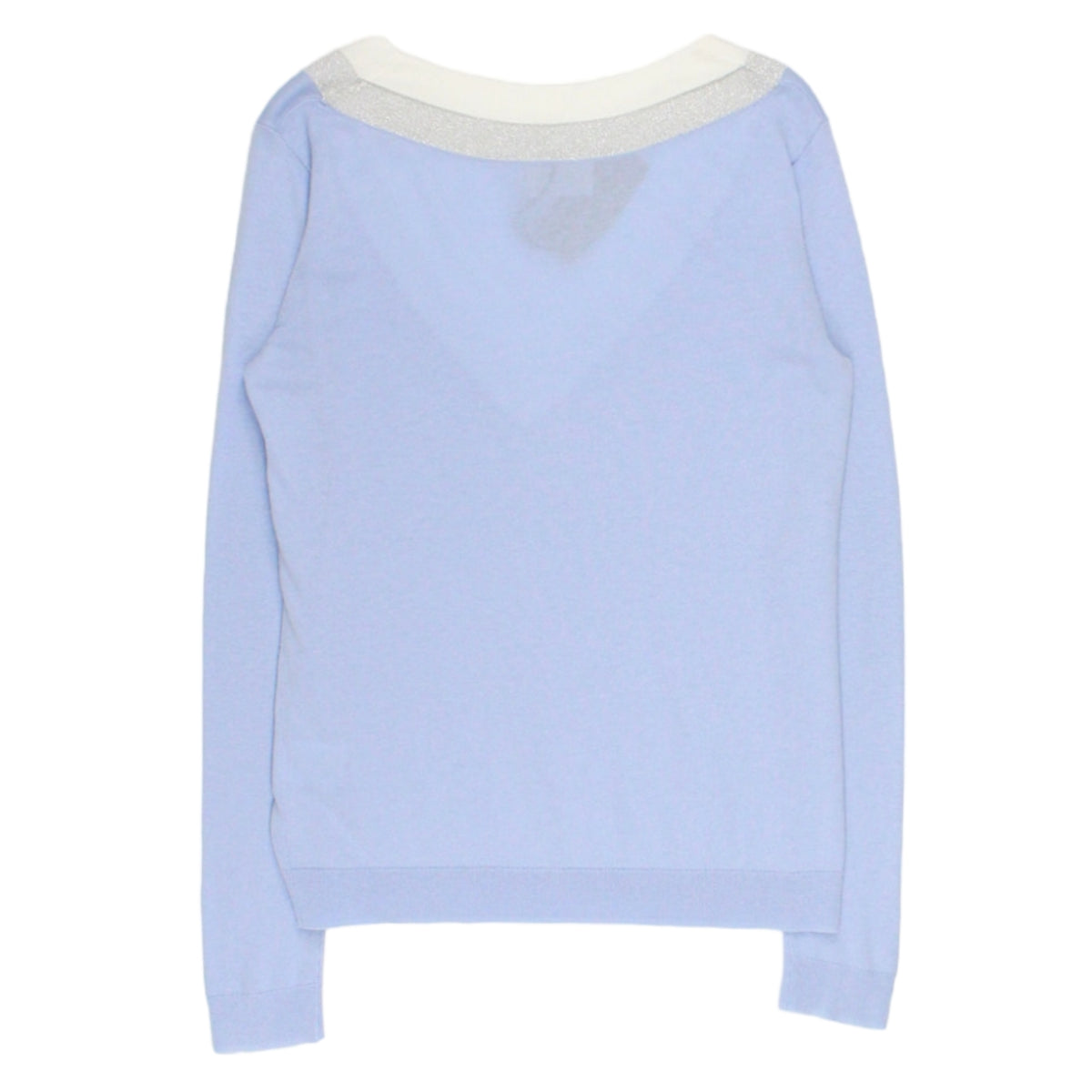 Hush Blue/Silver Deep V-Knitted Jumper