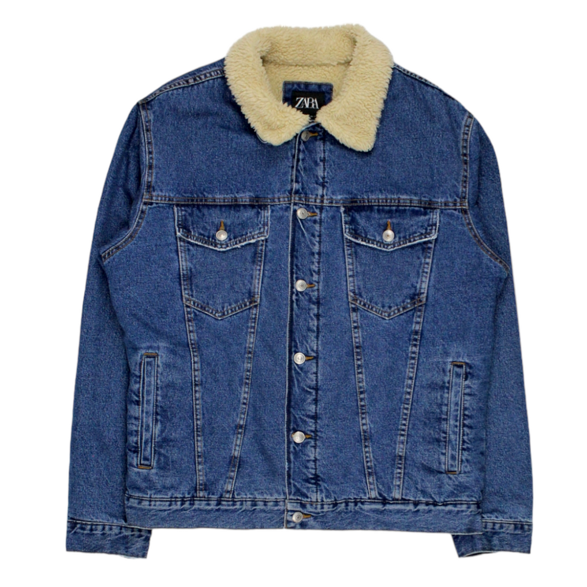 Zara Blue Fleece Lined Denim Jacket