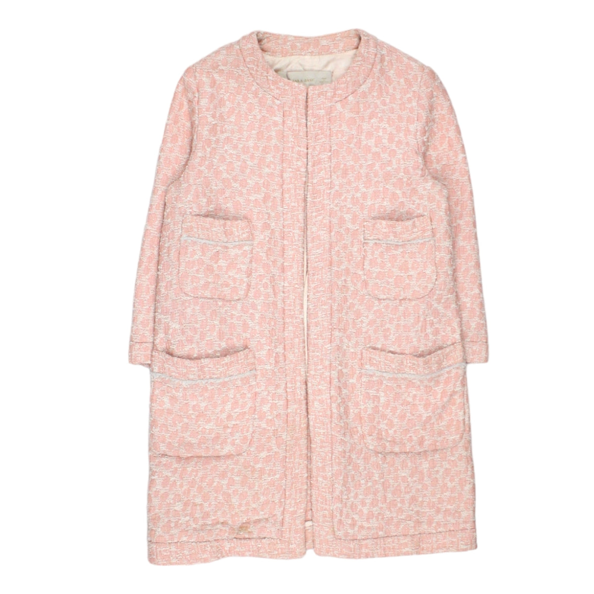 Zara Pink Tweed Effect Cardigan Jacket