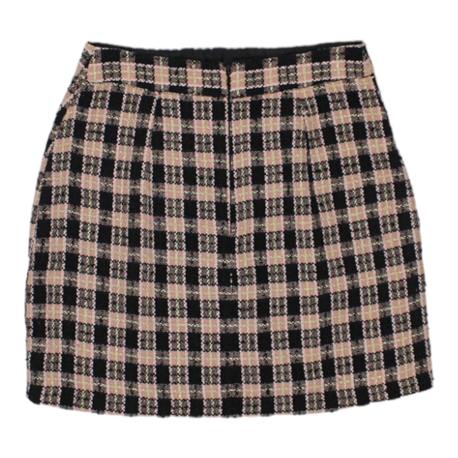 Topshop Black/Pink Tweed Mini Skirt