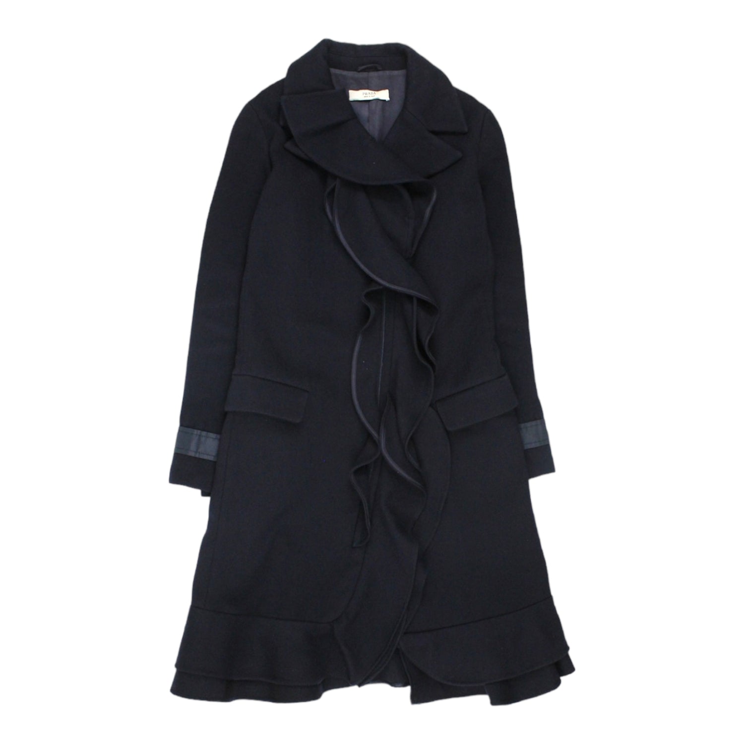 Prada Navy Ruffle Coat