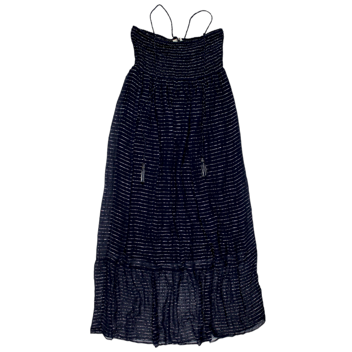 Hush Navy/Silver Lurex Shirred Dress