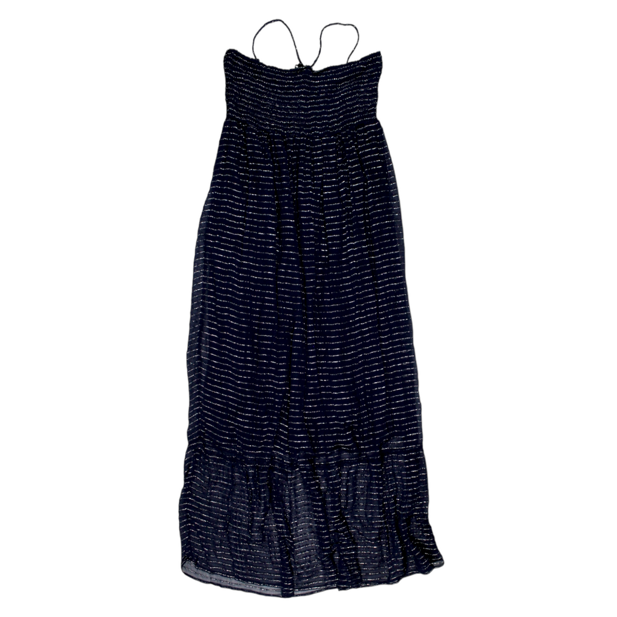 Hush Navy/Silver Lurex Shirred Dress
