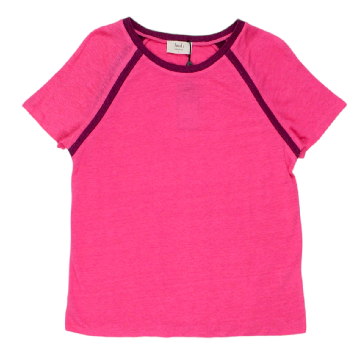 Hush Pink/Beaujolais Contrast Trim Linen Tee
