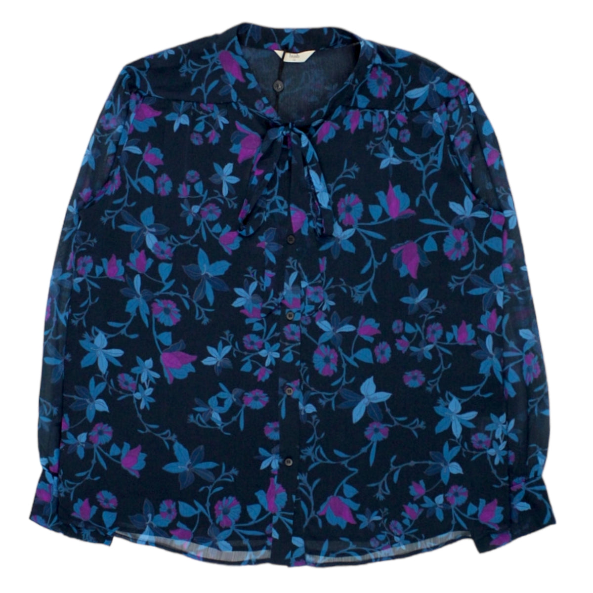 Hush Navy Floral Silvie Tie Blouse