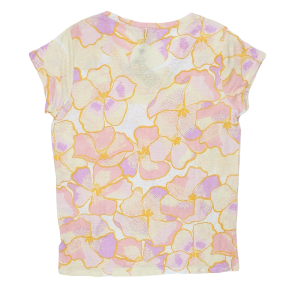 Hush Pink Floral Slub Linen T-Shirt