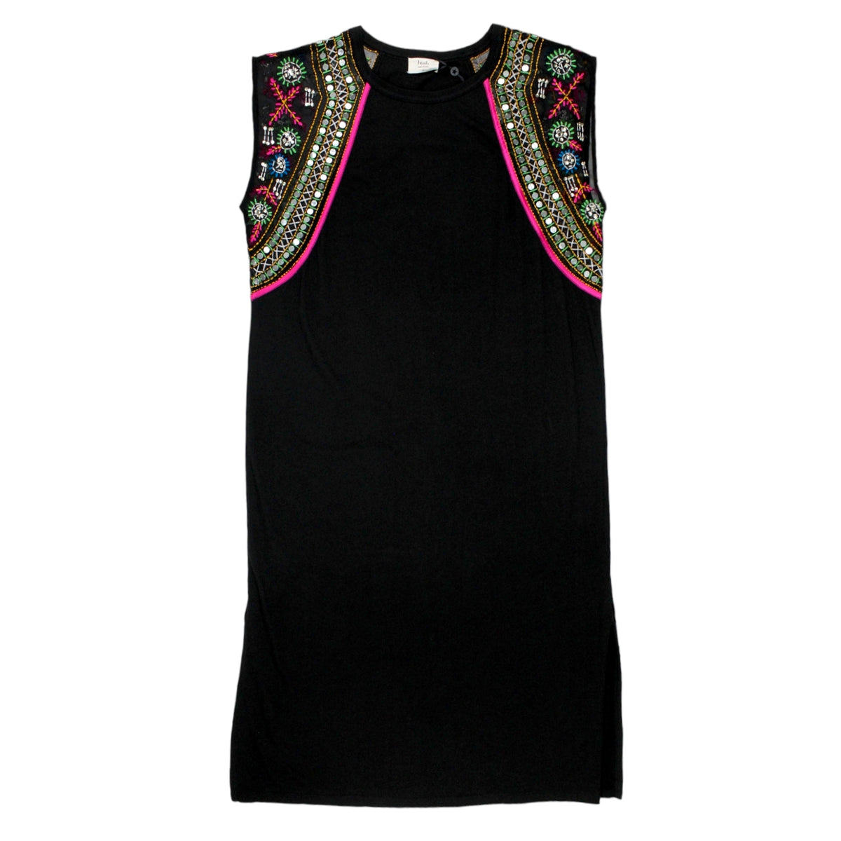 Hush Black/Multi Embroidered Sleeve Dress