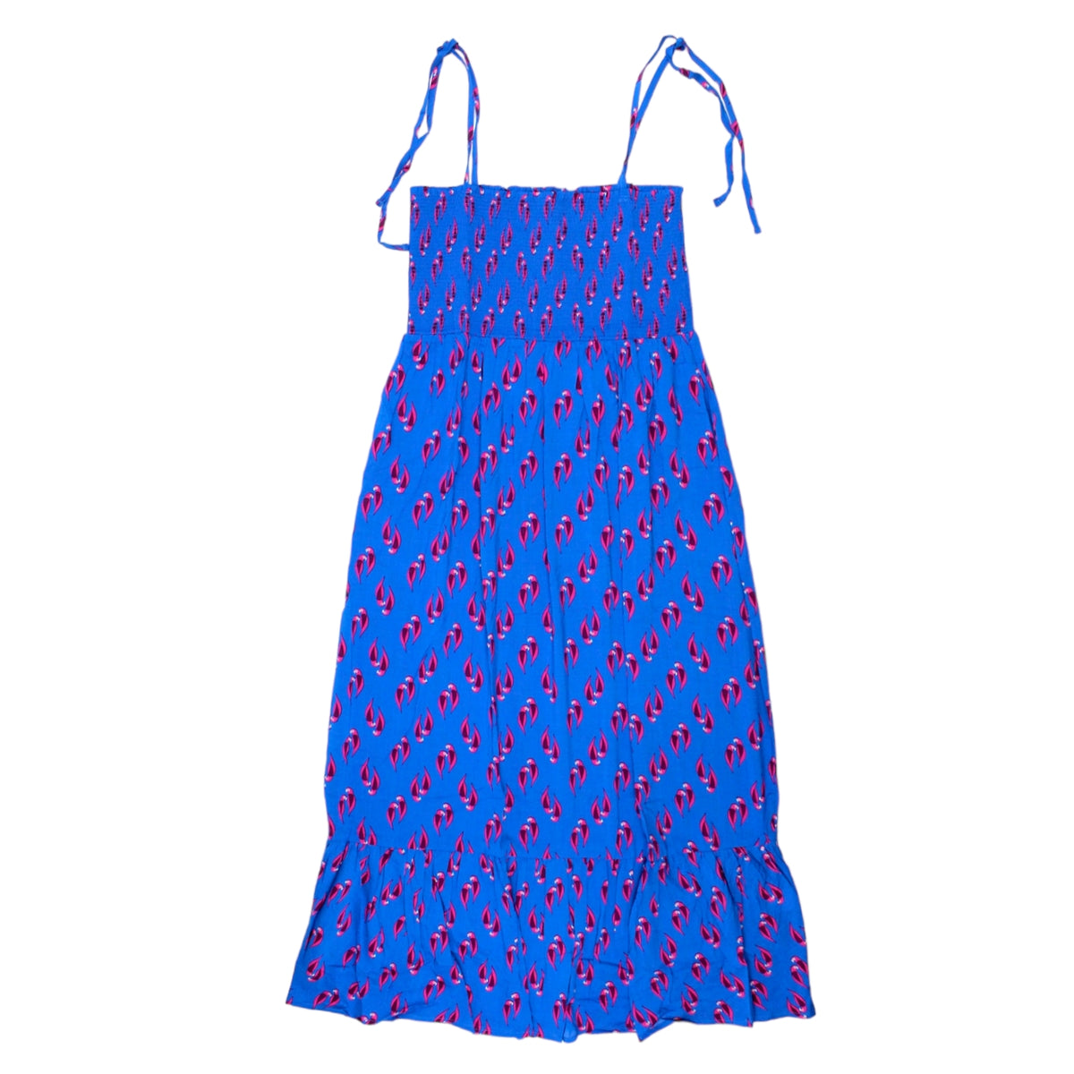 Hush Blue/Pink Parrots Peyton Shirred Dress