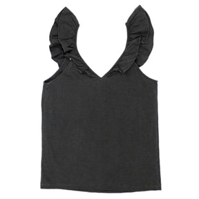 Hush Washed Black Frill Neck Top