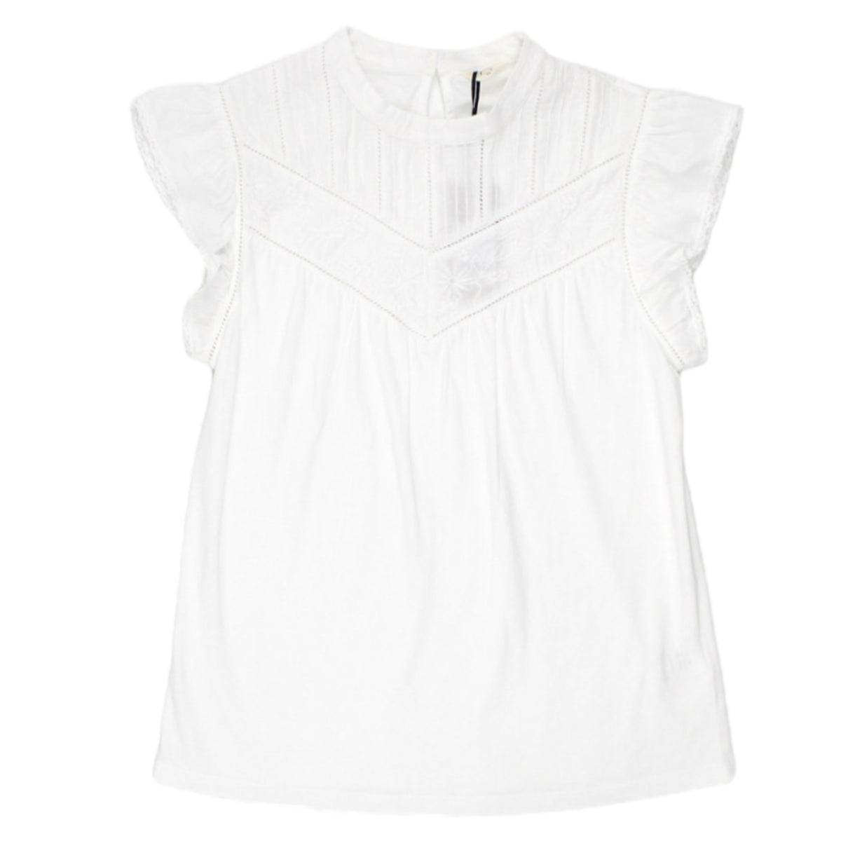 Hush White Floral Embroidered Tee