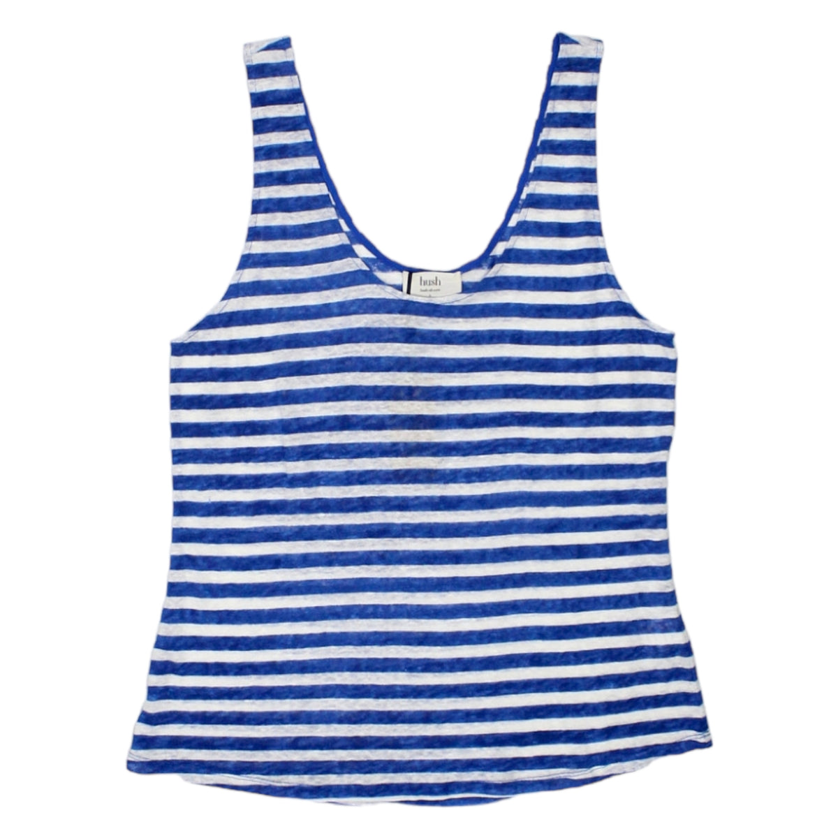 Hush White/Blue Scooped Linen Vest