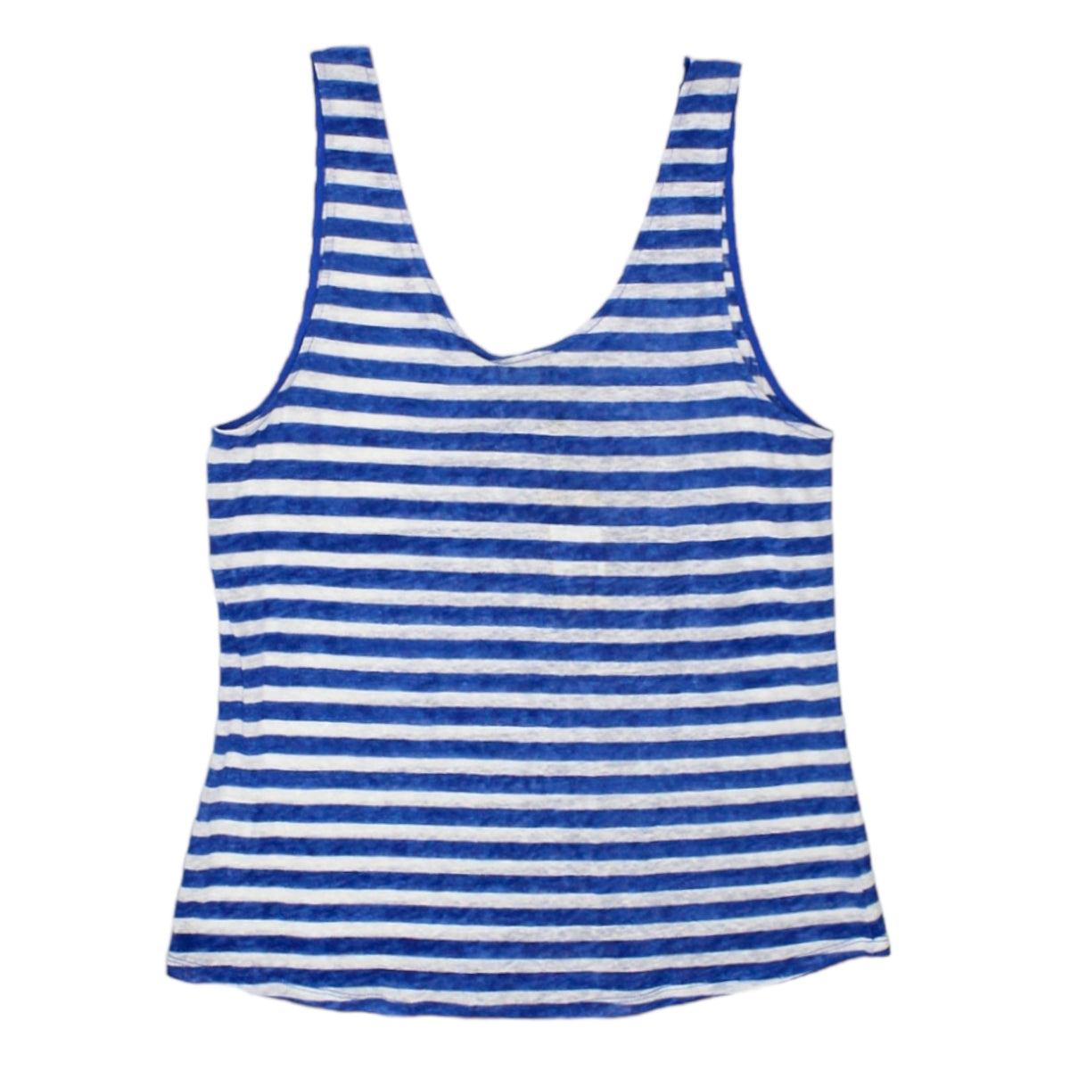 Hush White/Blue Scooped Linen Vest