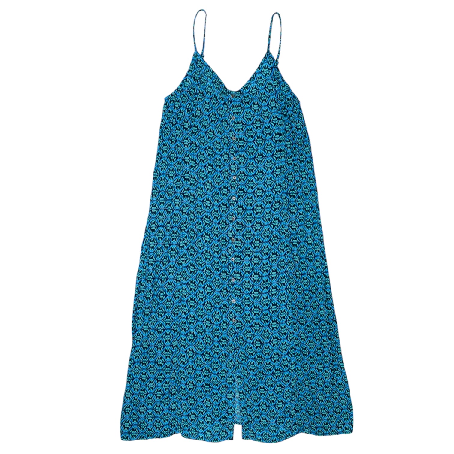 Hush Blue Ikat Marjorie Button Dress