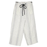 Hush White/Navy Pola Linen Blend Culottes
